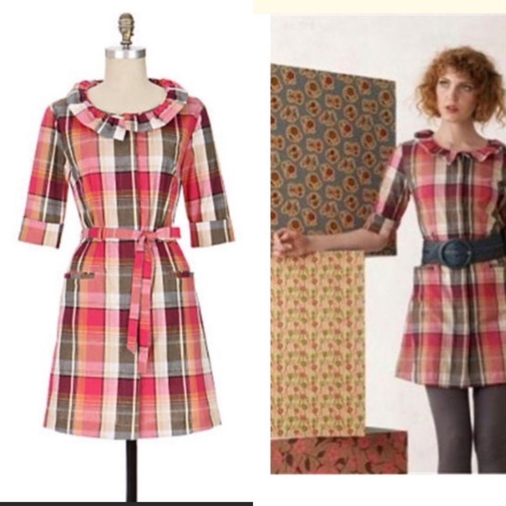 Anthropologie With A Flourish Plaid Shirtdess